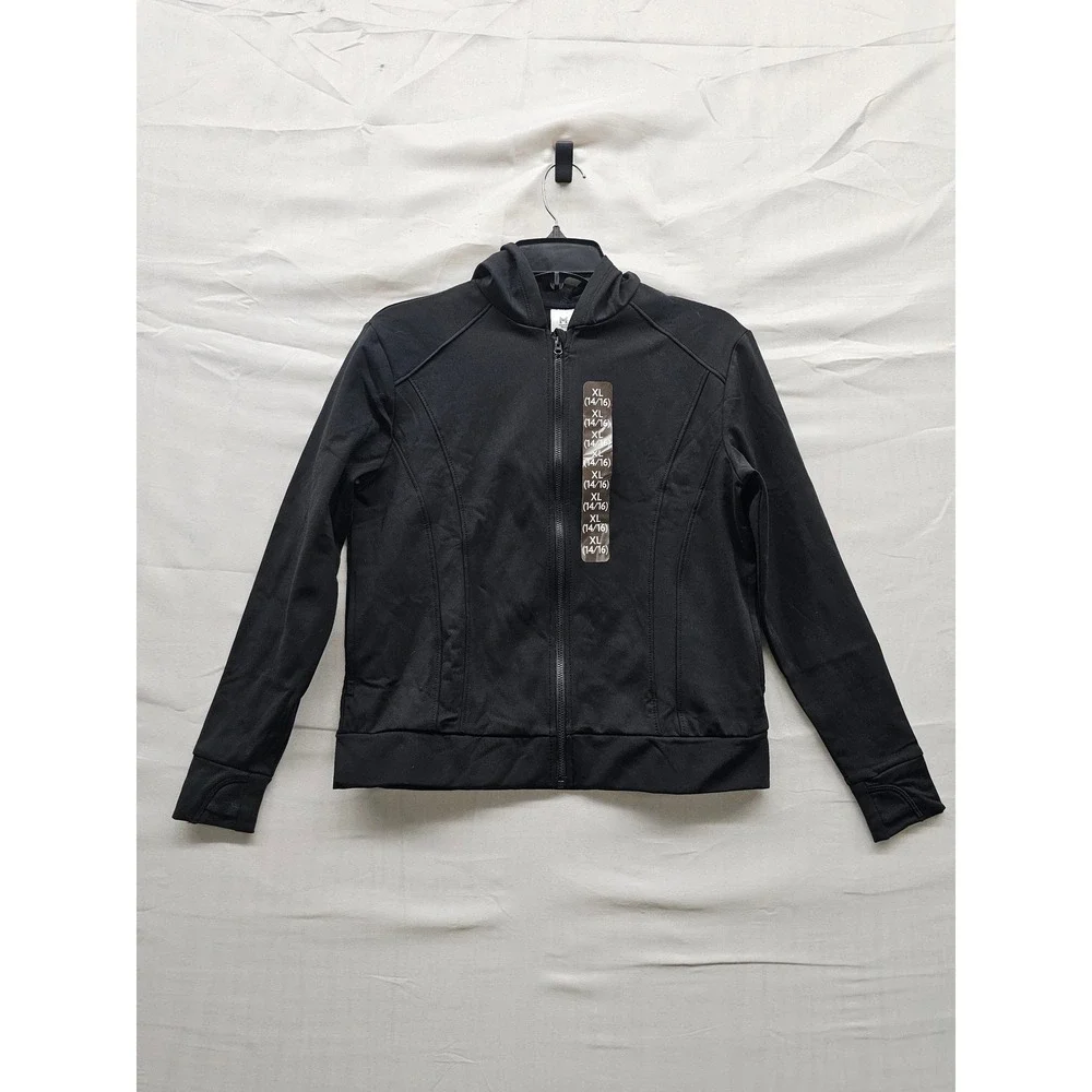 Member's Mark Girls Active Full Zip Jacket Black Polyester Blend Workout Size XL